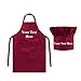 Tablier de chef personnalisé avec ensemble de chapeaux Tablier de cuisine de chef professionnel Nom personnalisé Cadeau de cuisine pour femmes hommes Tablier à bavoir réglable pour la cuisine