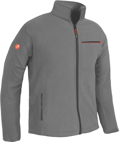 ACE Fleecejacke - warme und leichte Outdoor-Jacke aus Fleece für Herren - mit Reißverschluss und drei Taschen - Grau - L