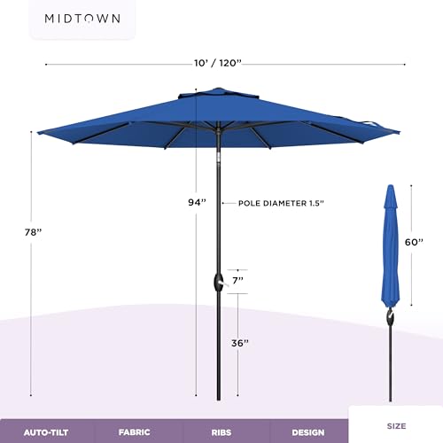 Image of Midtown Umbrellas Lean - 10 Ft Patio Umbrella, Dark Blue Canopy