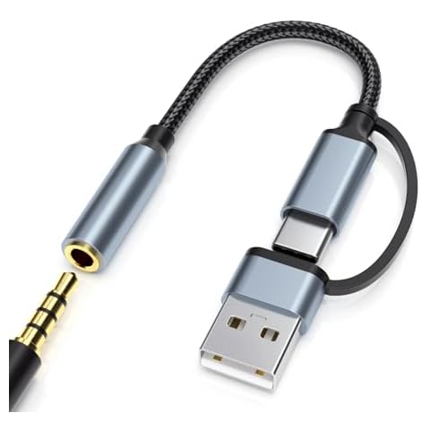 2-in-1 USB-C 3.5mm Audio Adapter with Type-A Converter, HiFi USBC DAC TRRS Headphone Jack & Mic Support, 1/8" AUX Cable Dongle for iPhone 17/16/15,iPad Pro/Air/Mini,Samsung,MacBook,PC,Laptop,Headset Cover