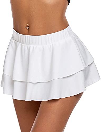Image of Women's Babydoll Flirty Layered Ruffle Pleated Sexy Naughty Lingerie Mini Skirts for Special Romentic Moments