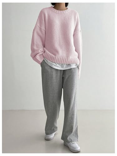 SHENHE Women's Oversized Crew Neck Long Sleeve Soft Casual Loose Sweater Pullover4