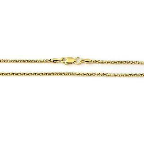 The Diamond Deal 14K Real Yellow Or White Solid Gold 1.35Mm Shiny Round-Box Chain Necklace For Pendants And Charms With Lobster Claw Clasp (Women Jewelry) (16" 18" Or 20" Inch) #TOP4