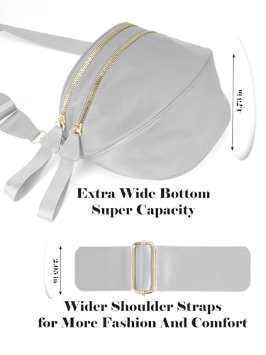 Image of Pure Colour Crossbody Bag Bum Bag for Women,Spacious Purse Fanny Packs Belt Bag,Oversized Bum Bag (Colour Bum Bag-Light Grey)