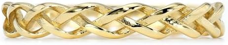10K 14K 18K Solid Gold Twisted Rope/Braided/Celtic Knot Wedding Band for Women Real Gold Stacking Ring Size 3-16