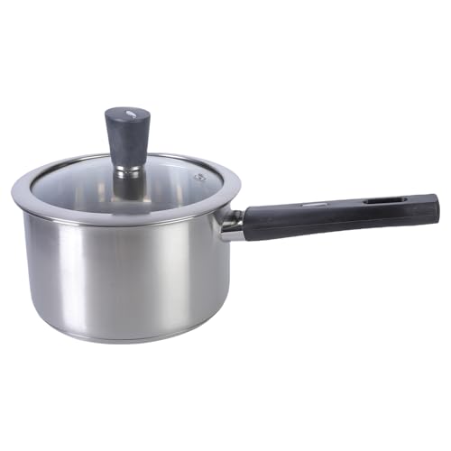Cacerola de acero inoxidable pequeñas ollas de cocina con mango ergonómico de madera, sartenes eficientes para leche, accesorios de cocina