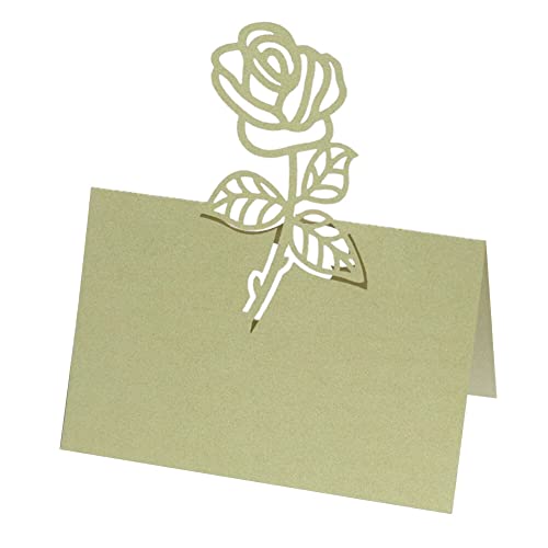 Surakey Cartes de Place, Cartes de Nom, 50 Pièces Marque Place Mariage, Creux Rose Fleur Cartons de Placement, Cartes de Table de Fête, Cartes de Nom Papier...