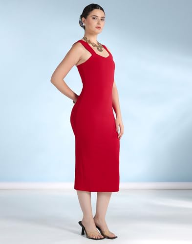 Image of Selvia Women's Calf Length Western Dress Stylish, Lycra Bodycon Dress for Woman Stylish