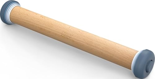 Joseph Joseph PrecisionPin - Mattarello in Legno di Faggio, Mattarello Regolabile con Precisione, Diversi Spessori, Accessori da Forno per Pizza, Biscotti, Pasta, Stabile e Durevole - Pastello