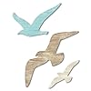 Putuo decor 3pcs wood seagull wall decor wooden beach wall decor coastal theme wall art seagull wall sculpture sea birds lake house ocean decor vintage ornaments for home bathroom  urban country home decor