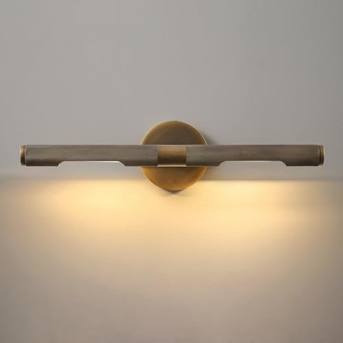 Image of Museum Gallery Bathroom Picture Light - 19 Inch Long Bronze Brass Dimmable Hardwired Wall Sconces with E12 Bulb - Frame Pictures Art Deco Sconce Lights for Painting Photo Artwork Library Vanity Over