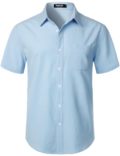 Image of JEMITOP Mens Stretch Wrinkle Free Texture Shirts