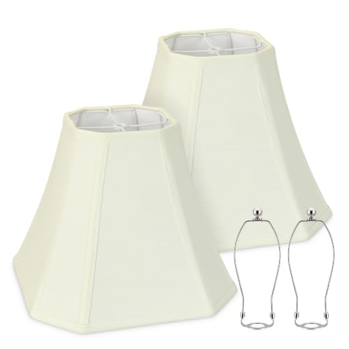 Image of 2-Pack Cream Fabric Lamp Shades, 6.5 inch x 13 inch x 10.8 inch, lamp harps included.