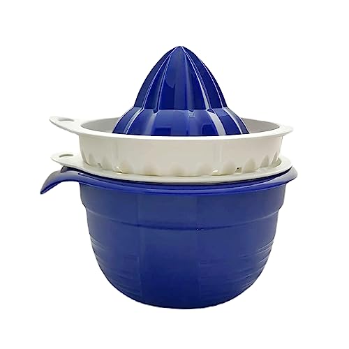 Tupperware SET Combi Plus kleine Rührschüssel 625 ml mit Deckel + Zitruswunder Zitruspresse Reibe dunkelblau blau weiß
