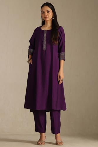 Image of Soch Womens Blend Woven Design Suit Set With Zari
