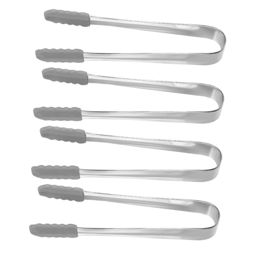 Cabilock 4Pcs Stainless Steel Towel Clips Slip Tongs for Ice Sugar and Appetizers for Restaurants and Bars Silver