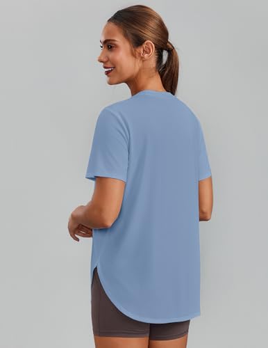 Image of PINSPARK Workout Tops for Women Short Sleeve Athletic Shirts UPF 50+ Quick Dry Running Outfits for Exercise Gym Hiking S-3XL