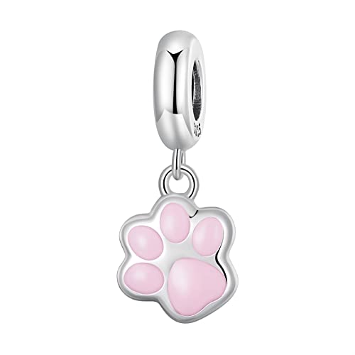 Cuentas colgantes de garras de gato en plata de ley 925 rosa para pulseras