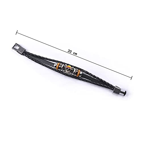 JinYu 4 Pack Anime Fan Bangles Jewelry Cosplay Prop Accessories Anime Bracelet Cuff Bangle Wrist Belt Jewelry Gift Men Braided Leather Bracelet Black With 10 pcs Stickers2