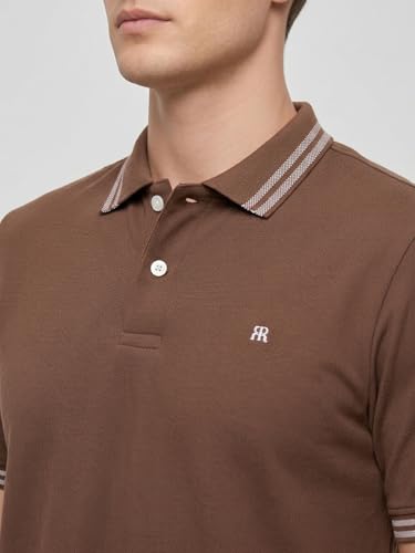 Image of Raymond Men Modern Fit Solid Pattern Pure Cotton Polo Neck Half Sleeve Casual T-Shirt