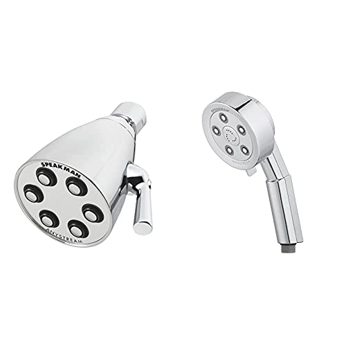 Speakman S-2252 Signature Icon Anystream Adjustable High Pressure Shower Head, 2.5 & Vs-3010 Neo Anystream High Pressure Handheld Shower Head With Hose, 2.5 Gpm #TOP5