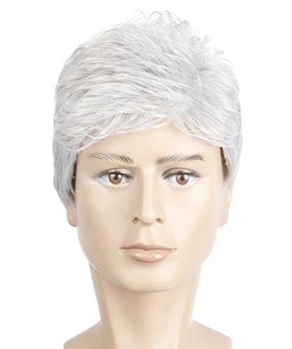 AIYLMZ Short White Ombre Wigs for Older Men Hair Toupee for Men Natural Side Part Synthetic Wigs Men's Hairpieces White Seniors Wigs (Gray) - Image 3