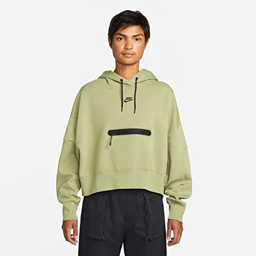 Nike Sportswear Tech Fleece Women's Over-Oversized Crop Pullover Hoodie, Alligator/Black, L REGULAR US2
