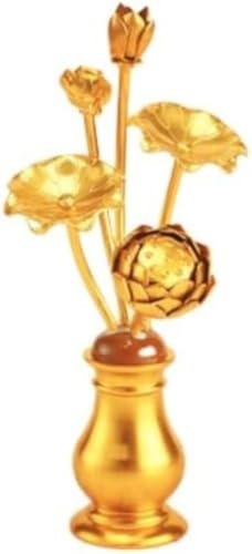 常花 仏花 常花セット 花立て お仏壇用仏具 蓮花 はすはな 花立付き 金メッキ 蓮華 仏壇 仏具 仏前 法事 法要 お盆 命日 飾り お彼岸 お供え 盂蘭盆会 初盆 新盆 祭壇 枯れない (金メッキの花瓶,Small)