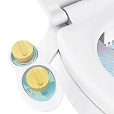 Terapaton RV Bidet for Camper Toilet, Non-Electric Toilet Sprayer Attachment with Dual Nozzles, Adjustable Pressure, Front/Rear/Self Cleaning, Upgrade for Trailer, Motorhome, RV Bathroom (Bamboo Knob)