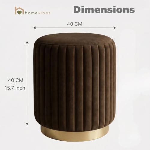 Image of Velum 3 Seater Sofa for Living Room & Office | Premium Fabric Upholstery | Solid Wood Frame | Comfortable Seating | 3 Years Warranty (Dark Brown, Seating Pouffe)