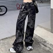 Y2K Aesthetic Cargo Track Pants, Cyber Fairy Grunge Pants, Casual Dragon Aesthetic Jeans, Gothic Ripped Pants3