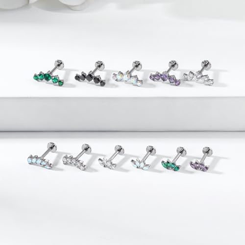 G23 Titanium Flat Back Earrings Studs 18g 16g F136 Implant Grade Titanium Labrets Press Fit Threadless Push In Dainty Cartilage Helix Conch Lobe Lip Tragus Piercing Jewelry3