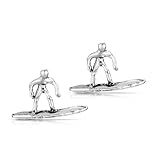 AeraVida Stylish Summer Surfer with Surf Board .925 Sterling Silver Stud Earring | Minimalist Stud...