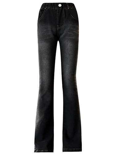 Girls Skinny Flared Jeans Washed Denim Pants Elastic Waistband Bell-Bottoms Jean for Kids 5-16 Years2