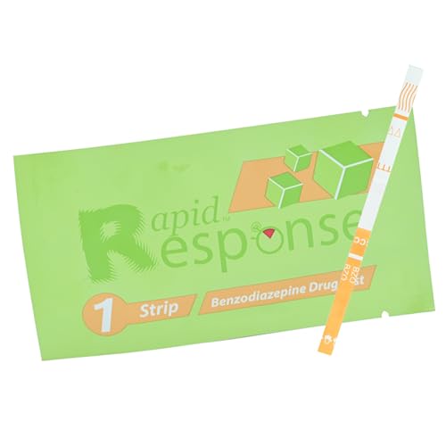 BTNX Inc Rapid Response™ Benzodiazepines Drug Test Strips - 100 Pack - For Liquid and Powder Substances, Quick Results in Minutes, Over 98% Accurate, Easy To Use, High Sensitivity