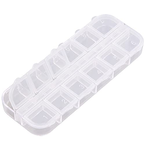 1 Piece Plastic Jewelry Box Organizer 12 Grid Plastic Storage Box Nail Art Storage Box Jewelry Storage Box Rhinestone Organizer Container Case Plastic Bead Case Storage, Transparent