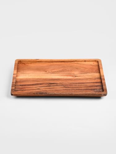 Image of Premium Wooden Serving Tray - Multipurpose Breakfast, Tea, Snacks & Decorative Tray Rectangular Shape (Set of 1)