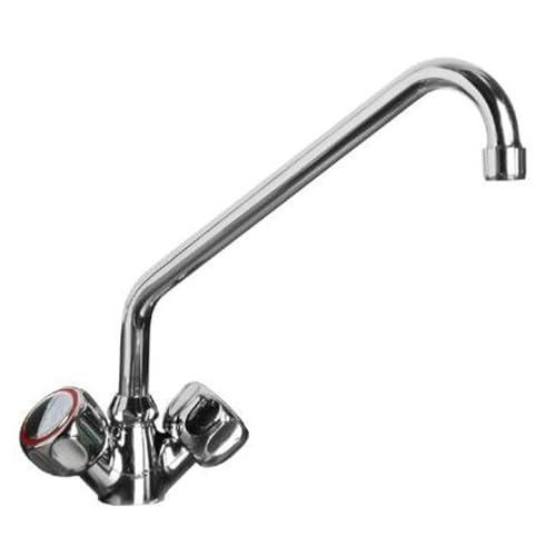 HENDI Küchenarmatur, Wasserhahn, Erforderliche Montagebohrung: ø30 mm, Getrennte Regler für Heiß- und Kaltwasser, Edelstahl