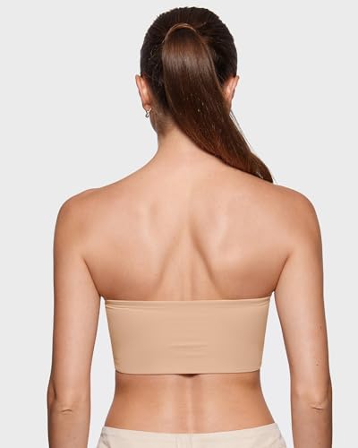 Image of INLYRIC Women's Inbarely Strapless Bandeau Bra Bralette Tube Top Seamless Comfortable Stretchy Non Padded Bras Tops