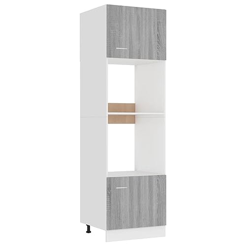 vidaXL Meuble Micro-Ondes Lyon Gris Sonoma 60 x 57 x 207 cm Bois d'ingénierie