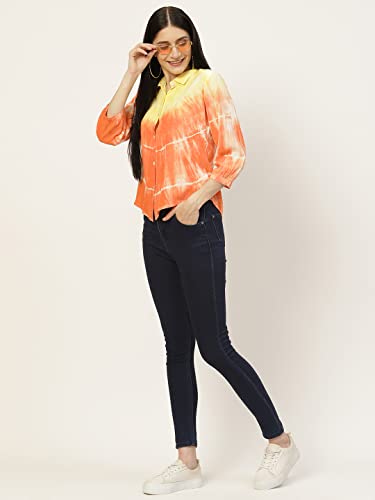 Image of Maaesa - Women Handcrafted Tie-Dye Rayon Shirt | Casual & Office Wear | Relaxed Fit | Long Sleeve | Breathable & Lightweight Fabric