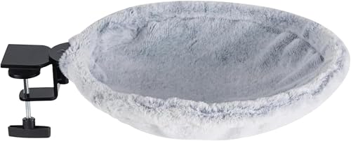 Livmorx 猫ハンモック ねこベッド デスク用 耐荷重20kg 高さ調整可能 猫窓パーチ 丸型 柔らかい 通気性 滑り止め 組立簡単 窓際用 掛け式猫ハンモック ベッド 棚掛け ねこ はんもっく ねこソファ 省スペース 日光浴 キャット ストレス解消