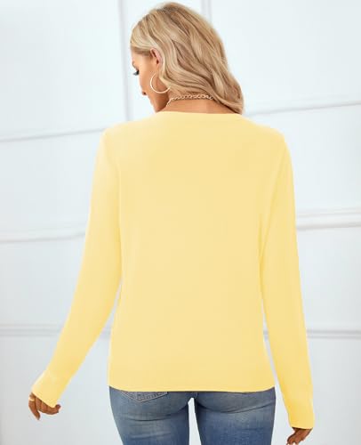 Image of QUALFORT Women's 100% Cotton Sweater, Basic Lightweight Long Sleeve Pullover