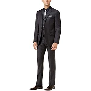 Tallia Mens Sharkskin Two Button Formal Suit