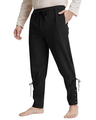 LVCBL Wikinger Mittelalter Kostüm Herren Atmungsaktives Leinen Outfit mit Bequemer Passform Braun L