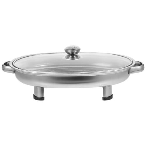 Angoily Bandeja Buffet Ovalada Acero Inoxidable con Tapa Diseño Seguro de Esquinas Redondeadas para Pescados la Parrilla para Restaurante y Hogar Resistente y Duradera para Exhibir