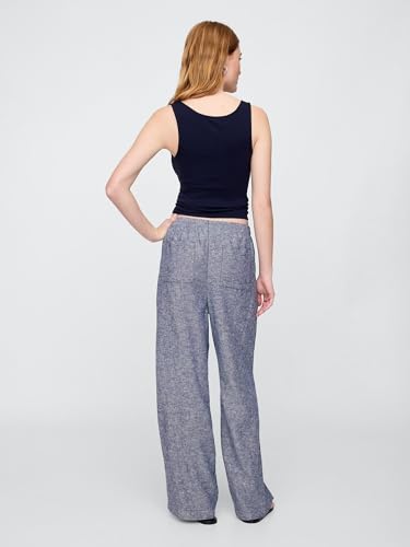 Image of Gap Womens Wide Leg Linen Pull on Pant