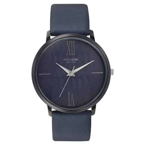 Image of Sonata Poze Quartz Analog Blue Dial Leather Strap Watch for Men-SP70004KL01