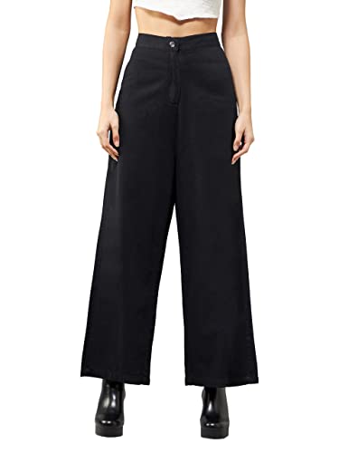 Jean léger femme jambe large taille haute pantalon en denim fluide chic