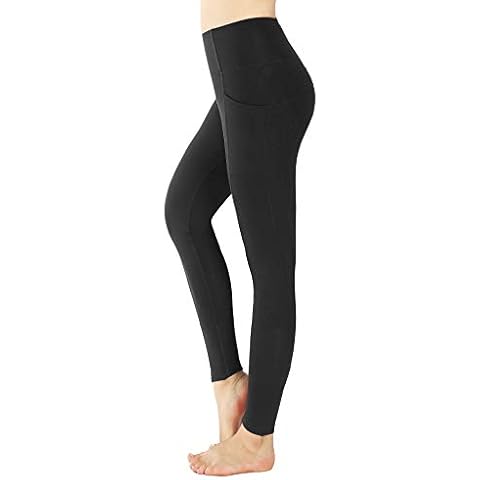Neonysweets Womens Tummy Control Running Pants Sports Yoga Workout Leggings Ankle Tights Trousers Black M Cover